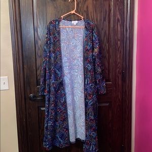 A LulaRoe “Sarah” cardigan.